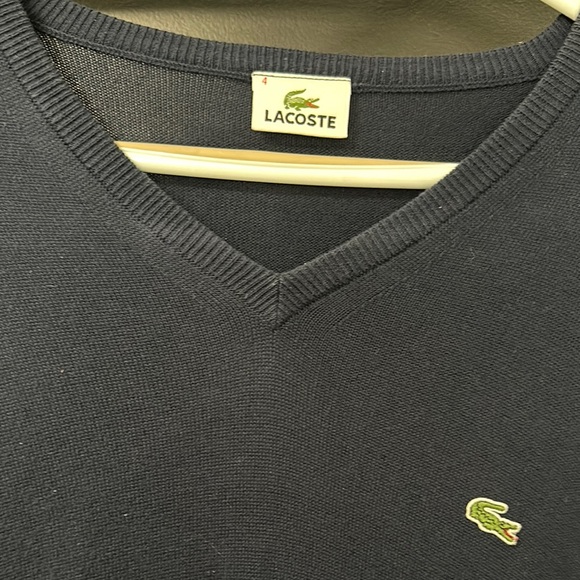 Lacoste Blue V-Neck Sweater - Picture 2 of 4